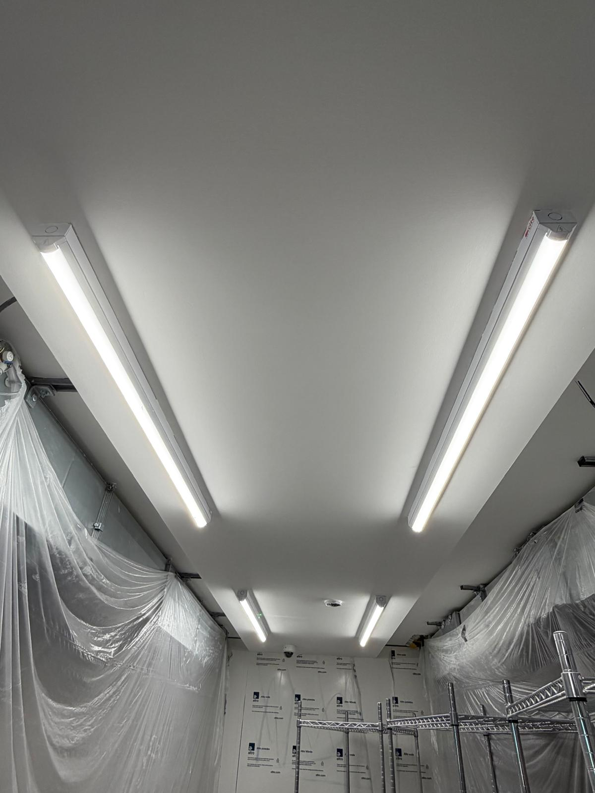LED batten lighting, commercial storage room